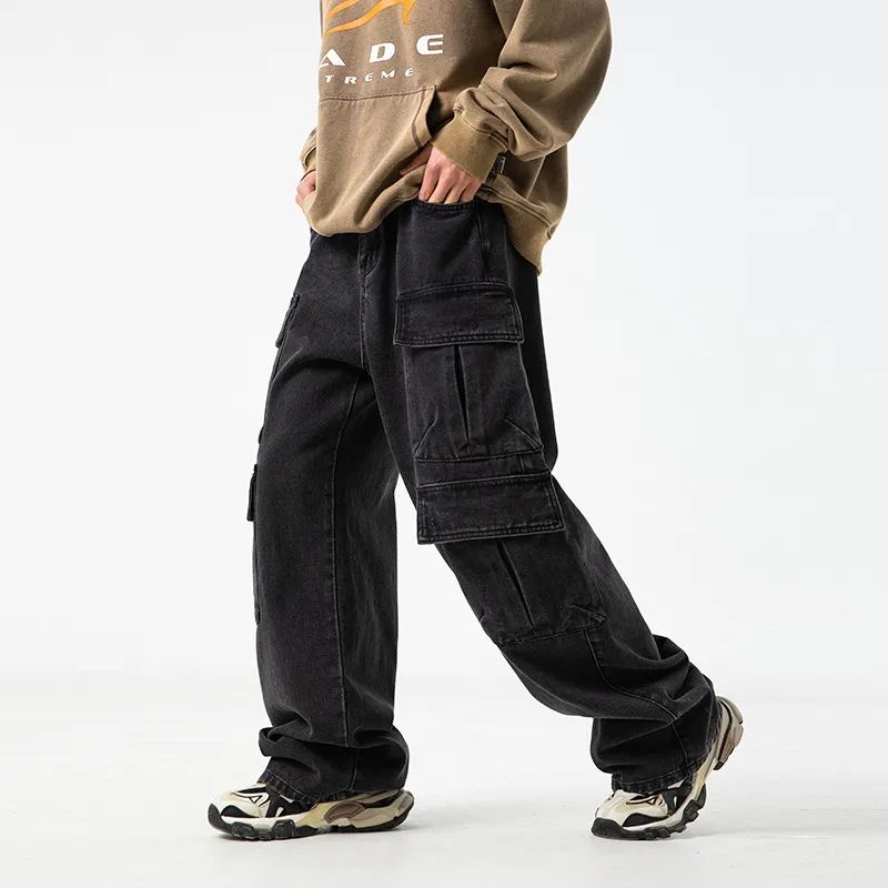 DHgate.com:Mens Denim Pants, Multi-Pocket Design, Baggy