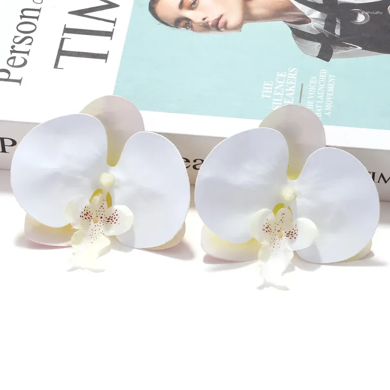 Stud Earrings Metal Resinous Imitation Butterfly Orchid Flower For Women Simple Trend Design Jewelry Party Accessories