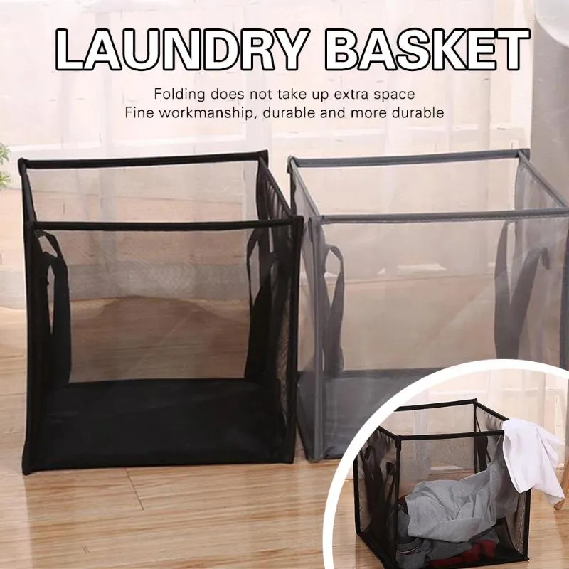 Borse per lavanderia cestino pieghevole con manico durevole cesto a maglie per abiti da casa
