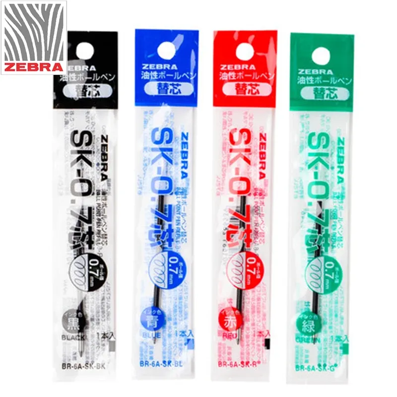 Stylos 12 pièces Zebra SK0.7 REFOLLS PENS DE BALLSPOINT POUR B4SA1 B4SA2, B4SA3 Ballpoint Pen 0,7 mm Astuce 4 Couleurs Sélection d'écriture Supplies