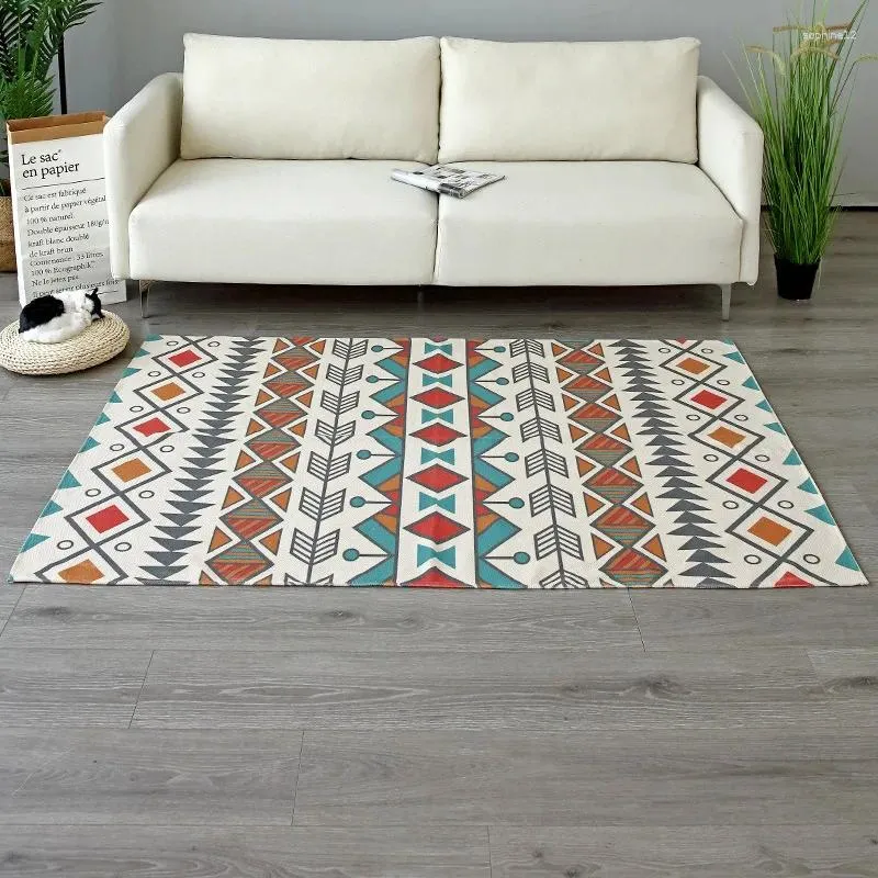 Carpets Large Cotton Linen Carpet For Living Room 120x180cm Non-slip Boho Geometric Area Rug Yoga Mat Bedroom Rugs