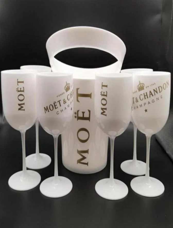 Ice skopor och kylare med 6 st vitt glas Moet Chandon Champagne Glass Plastic302W208D253V1365195