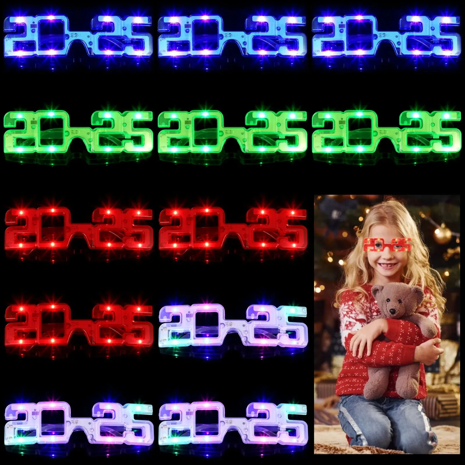 Light Up Glasses, LED Glasses, Glasses Glows in The Dark, Neon Flashing Glasses, 3