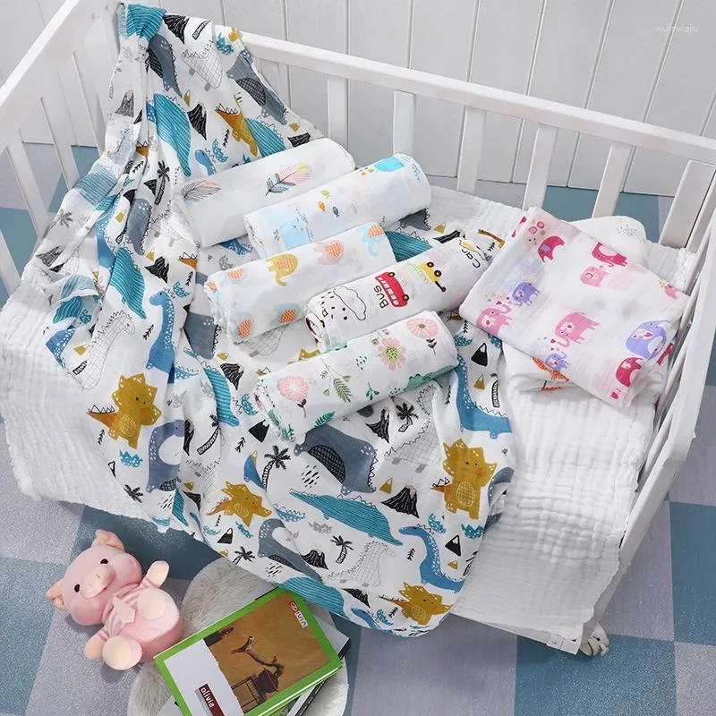 Filtar baby filt badhandduk bambu swaddle blöja väv muslin 120 född bomull