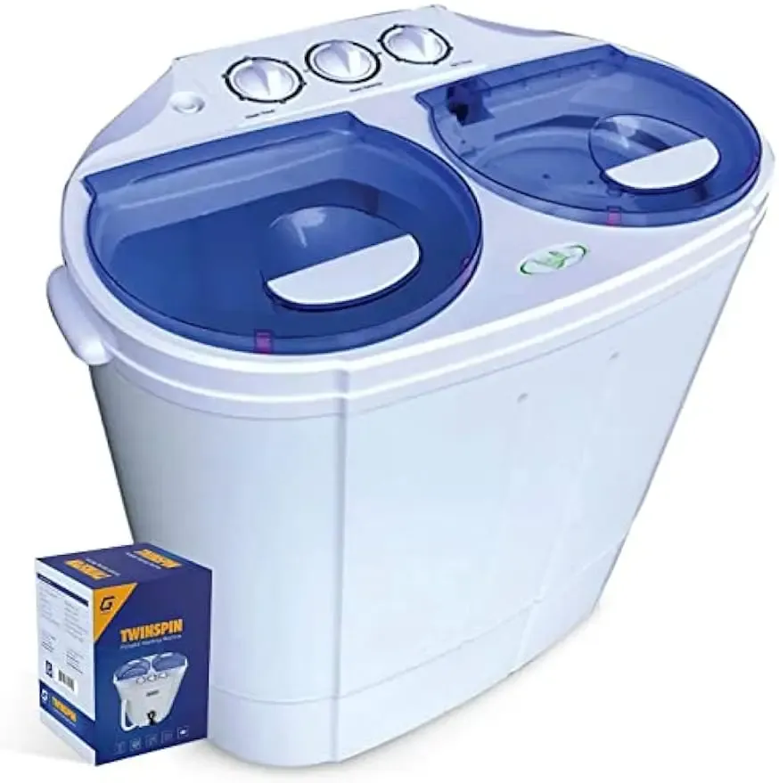 Maskiner garatic bärbar kompakt mini tvillingbad tvättmaskin med tvätt och snurrcykel, byggd tyngdkraftsavlopp, 13 kg kapacitet