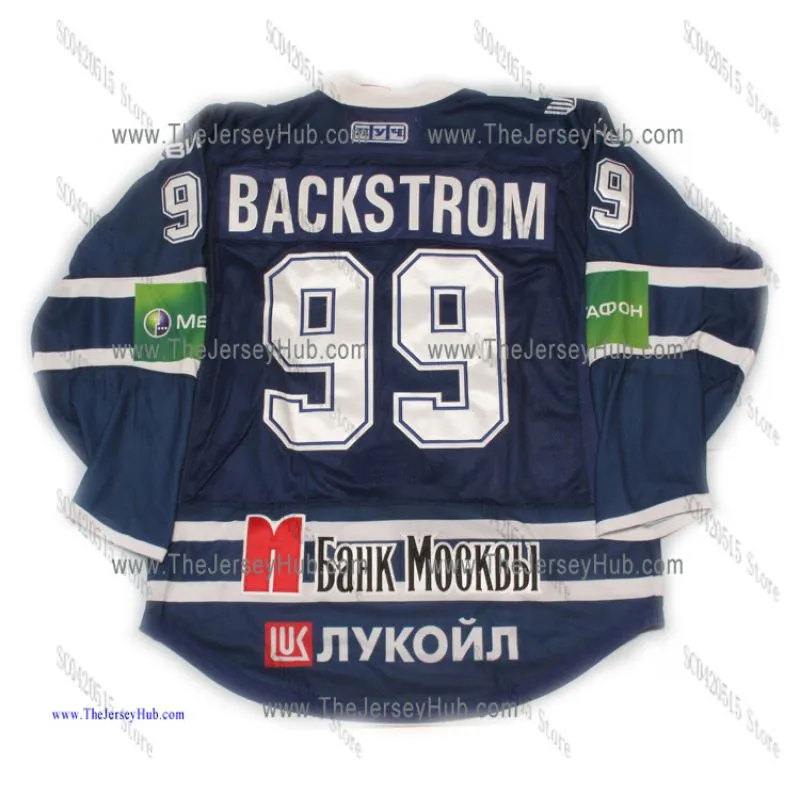 ホッケーダイナモモスクワ＃99バックストローム＃32 ovechkin＃1 yeryomenko＃87 Komarov Embroideryステッチホッケージャージ