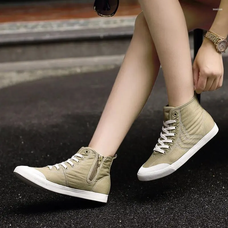 Scarpe casual W6843 Autumn Inverno Autumn Women High-Top Outdoor Sneakers traspirante senza slip bianco semplice