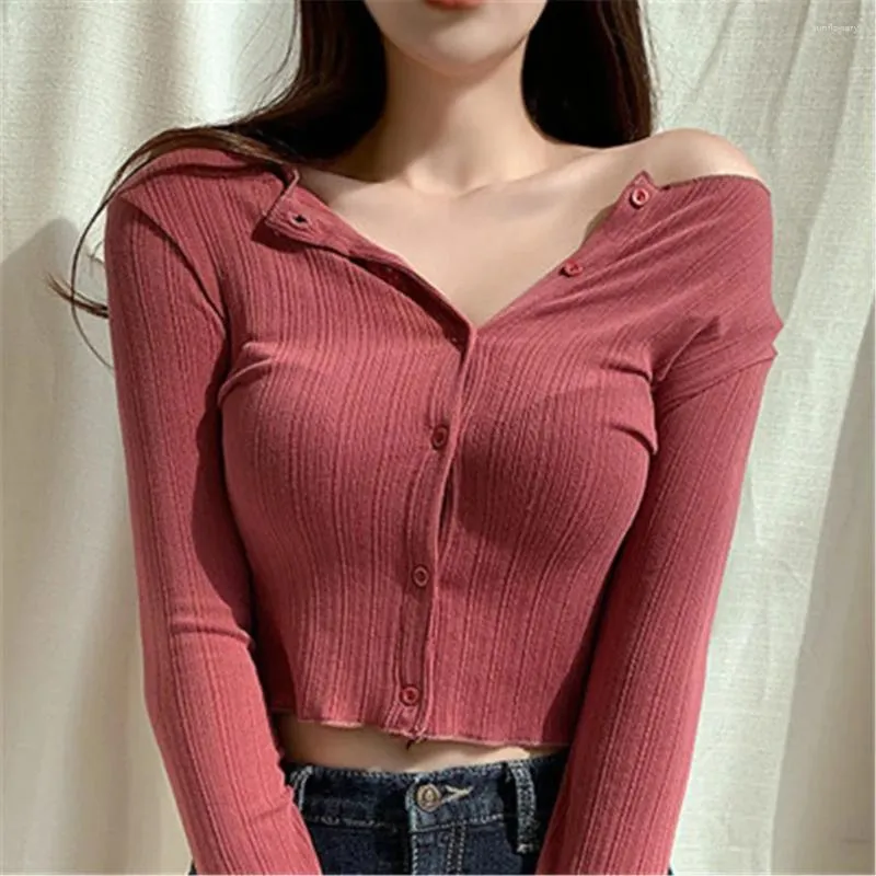 Women's T Shirts Sexy Dew Waist Cardigan T-shirt Spring Solid Slim Fit Skinny Tee Women Casual Long Sleeve Tshirt Tops Female Girls