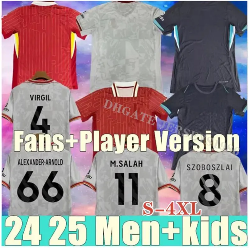 24 25 Soccer Jerseys Fan Player Versie 2024 2025 Voetbalkit Mac Allister Szoboszlai Men Kids Uniform A.Becker Goal Keepe XXXL 4xl Home Away Shirt