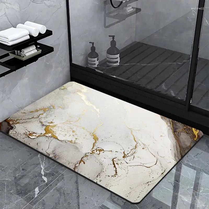 Tapetes de banho tapete de pedra de luxo super absorvente não deslizamento diatomáceo tapete de banho de banho de banho macia cozinha de banheiro lavável