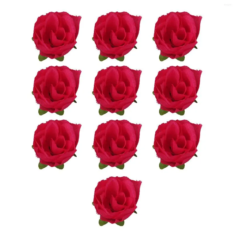 Dekorativa blommor 10st Silktyg Mini Party Artificial Rose Head Home Decor Realistic Baby Shower Wedding Table Centerpiece Diy Craft