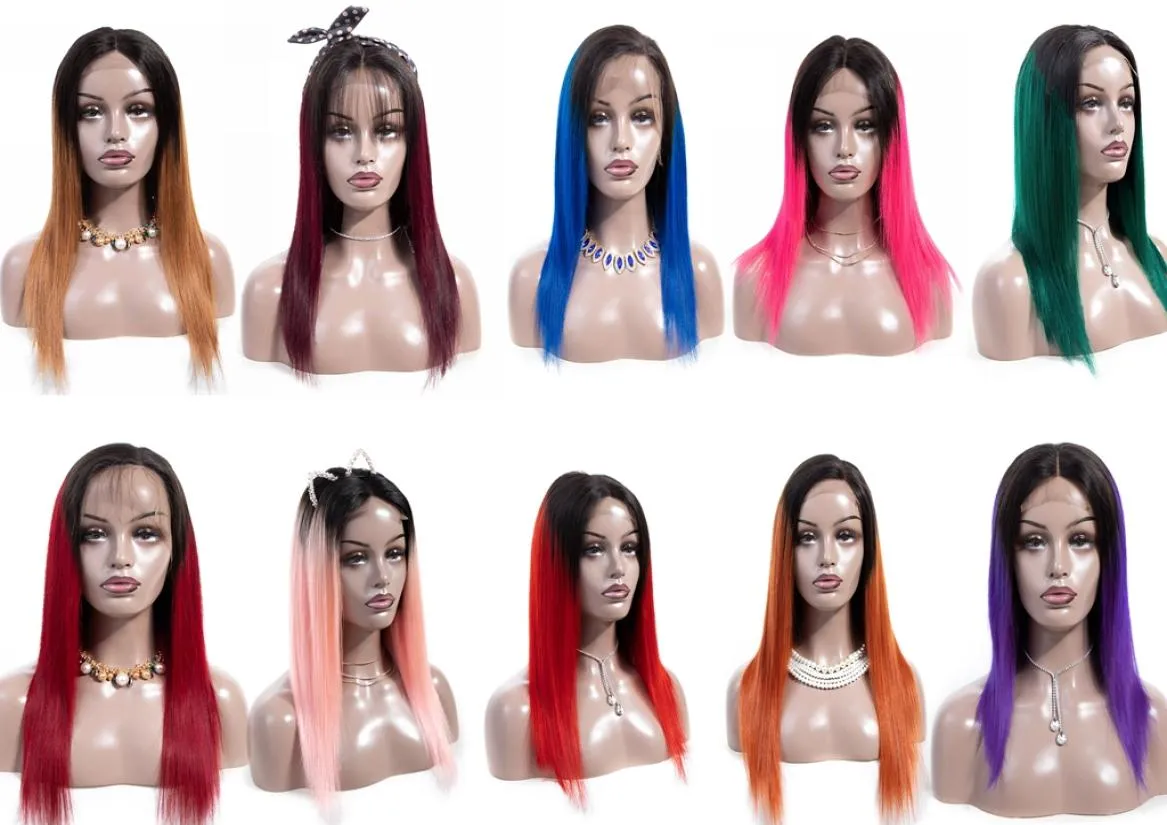 131 T Part Lace Wig Pink Wig Red Wigs Straight Human Hair Wigs Blue Wig Brazilian Hair Human Hair Lace Front Wigs3586771