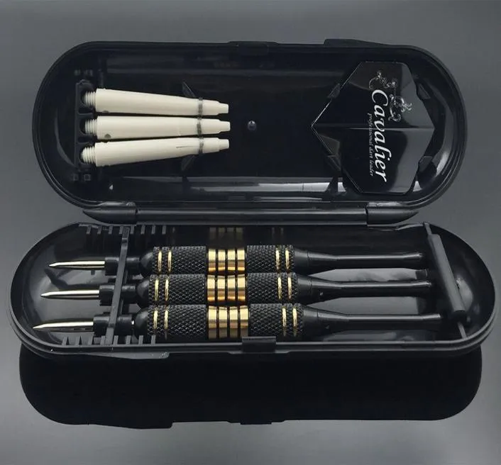 3PCSSet Professional Darts Carry Box 24G 25G Black Golden Color Steel Tip Dart med mässing Dartsaft5500791