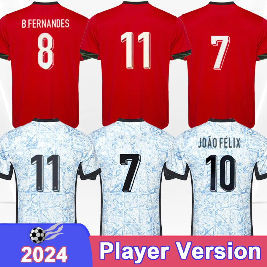 2024 Portugals Pepe Mens Versión de jugador Jerseys Equipo nacional Joao Felix Diogo Costa B. Fernandes Home Away Football Shirts Uniformes