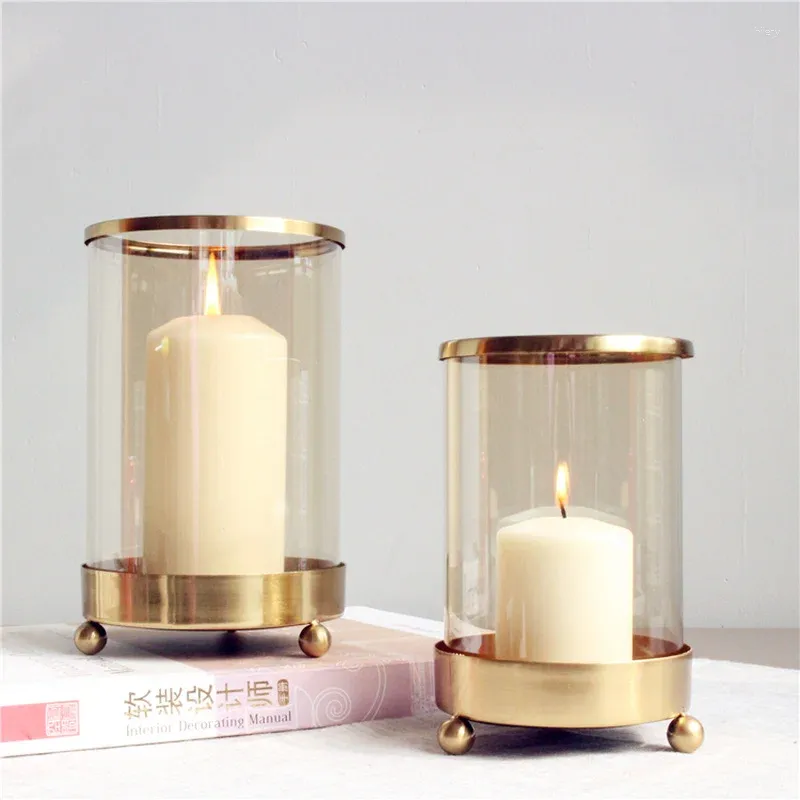 Candlers Nordic Gold Glass Howder Cup Wedding Tea Light Christmas Centro de Mesa Candel Decoration ZP50ZT