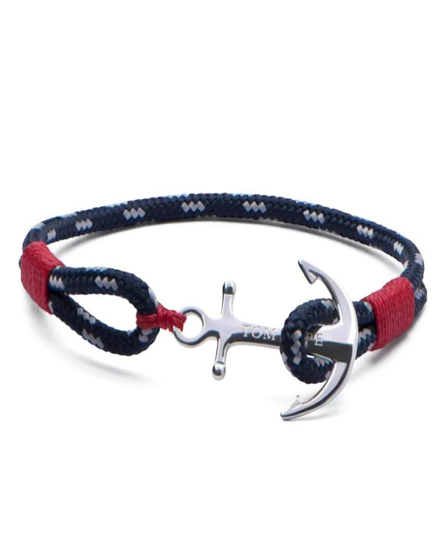 Tom Hope 4 size red thread chains stainless steel anchor charms bracelet with box and TH016293977