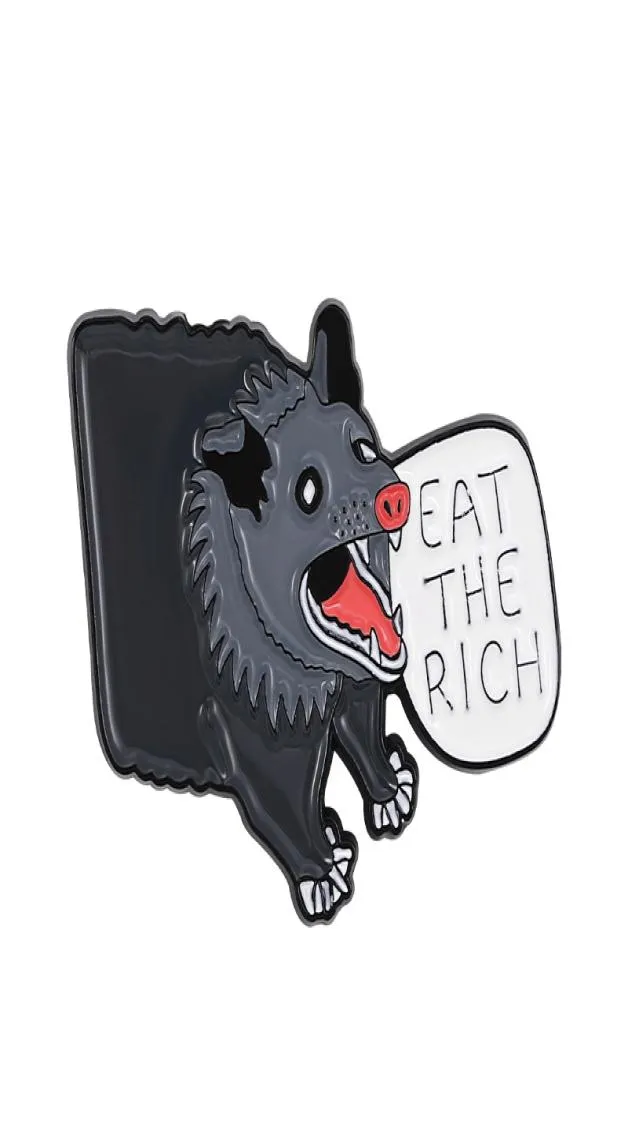 Possum Email Pins Custom Eat the Rich Broches Rapel Badges Animal Fun Quotes Sieraden Creatief geschenk voor kinderen vrienden64662222