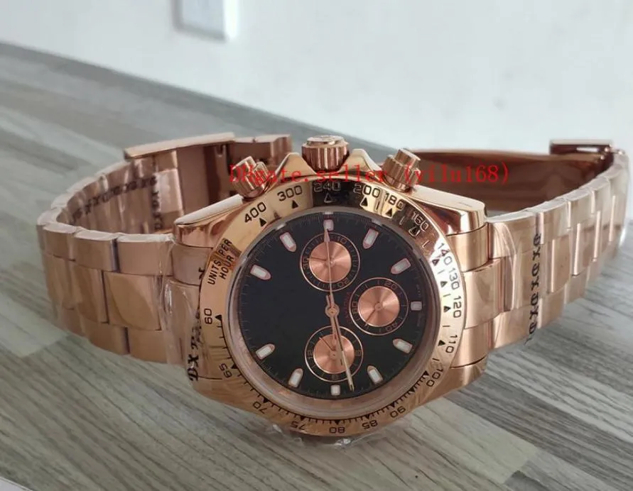 Vendre de haute qualité Men de luxe Regarder 40 mm 116505 18K Gold Rose Everose No Chronograph Mechanical Automatic Mens Business Wat2254352