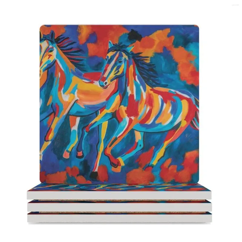 Table Mats Wild Horses Ceramic Coasters (Square) Christmas Tea Stand Cute Set Cups