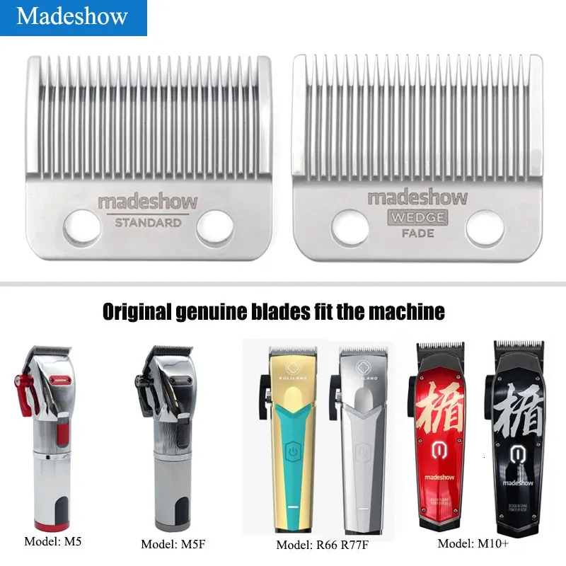 Madeshow M5F M10 Original Clippers Blades Rostfritt stål Hår Clipper Hair Trimmer Ersättare Cutter Head Barber Accessories 240412
