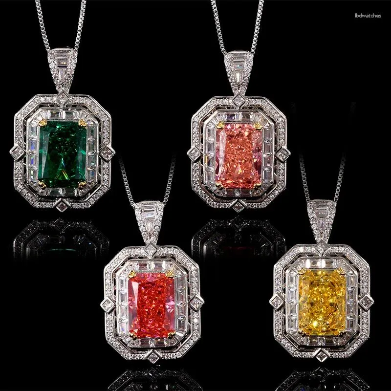 Colliers pendants Eyika Luxury Brilliant Cut Yellow Red Stone Square Collier Zircon Cravhed Created Emerald Choker Fine bijoux