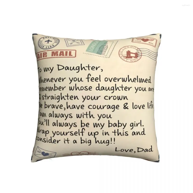 Custhow Love Letter da papà a figlie cuscino morbido poliestere cover decorativo lancio divano divano quadrati 18 "