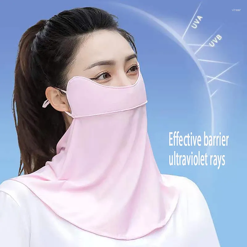 Écharpes Masque solaire en soie extérieure Femmes Summer Anti-UV Couverture de visage à séchage rapide