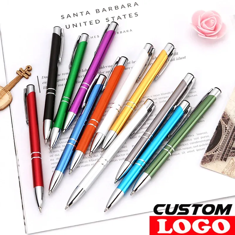 Stylos 50pcs / lot 12 couleurs Business Ballpoint Pen papeterie Ballpen nouveau-cadeau Office matériel d'école fournit le logo personnalisé gratuit