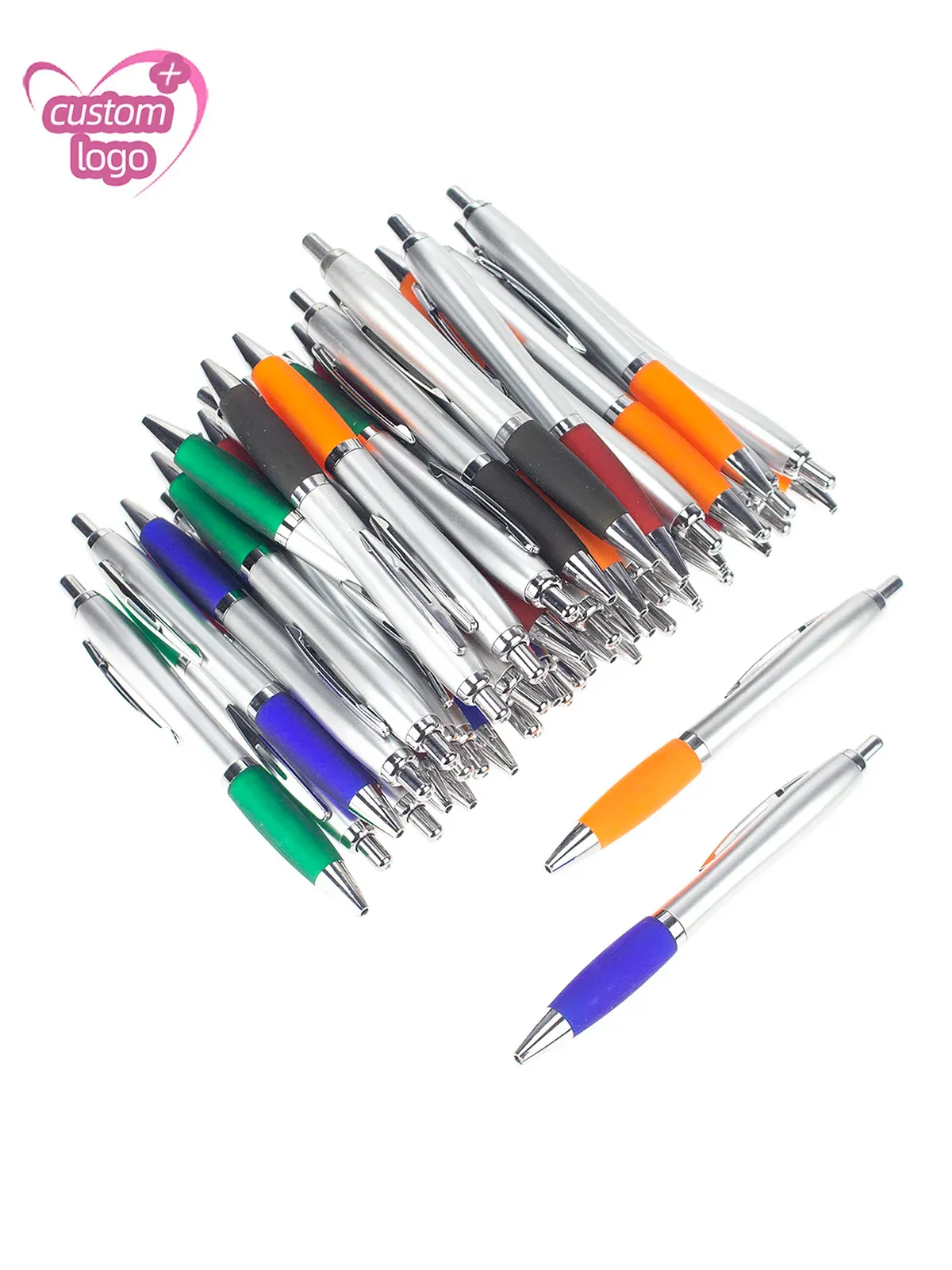 Stifte Lot 50pcs Retractable Plastic Kürbis Ball Stift Silber Fass Kugel