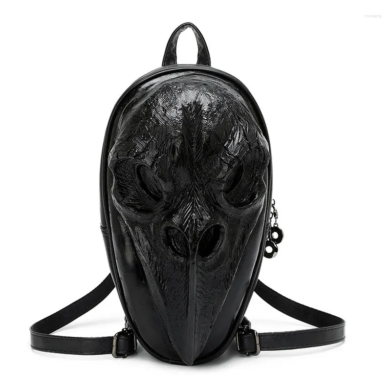 Ryggsäck 2024 Män och kvinnor ryggsäckar Steam Punk 3D Näbbskalle Back Packs Travel School Bag för tonåringar Trend Halloween Bag Fashion