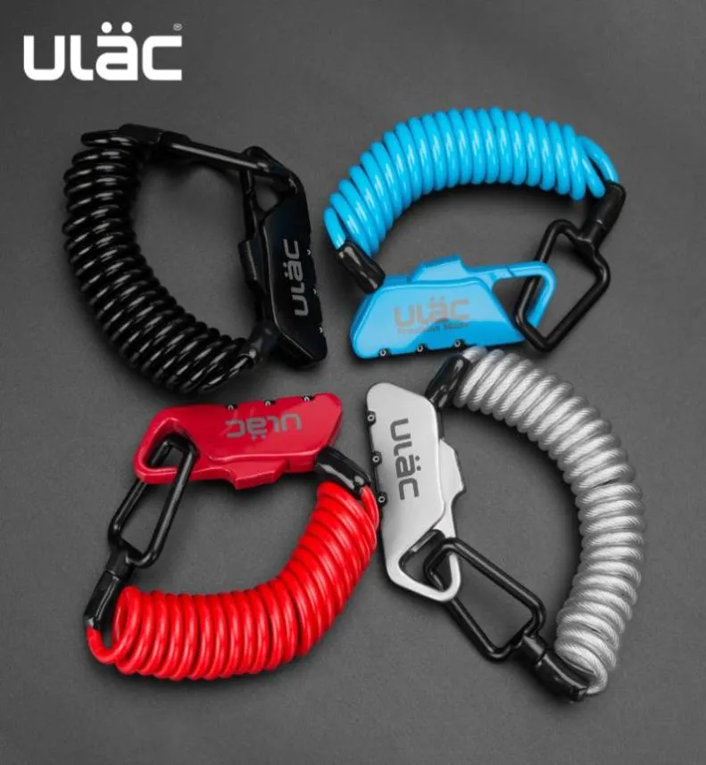 ULAC Mini -Fahrradschlösser falten Rucksack Helm Fahrrad Motobizycle Cable Lock 3 -Ziffer Kombination Antitheft 1200mm Fahrrad Fahrrad Lock4931304