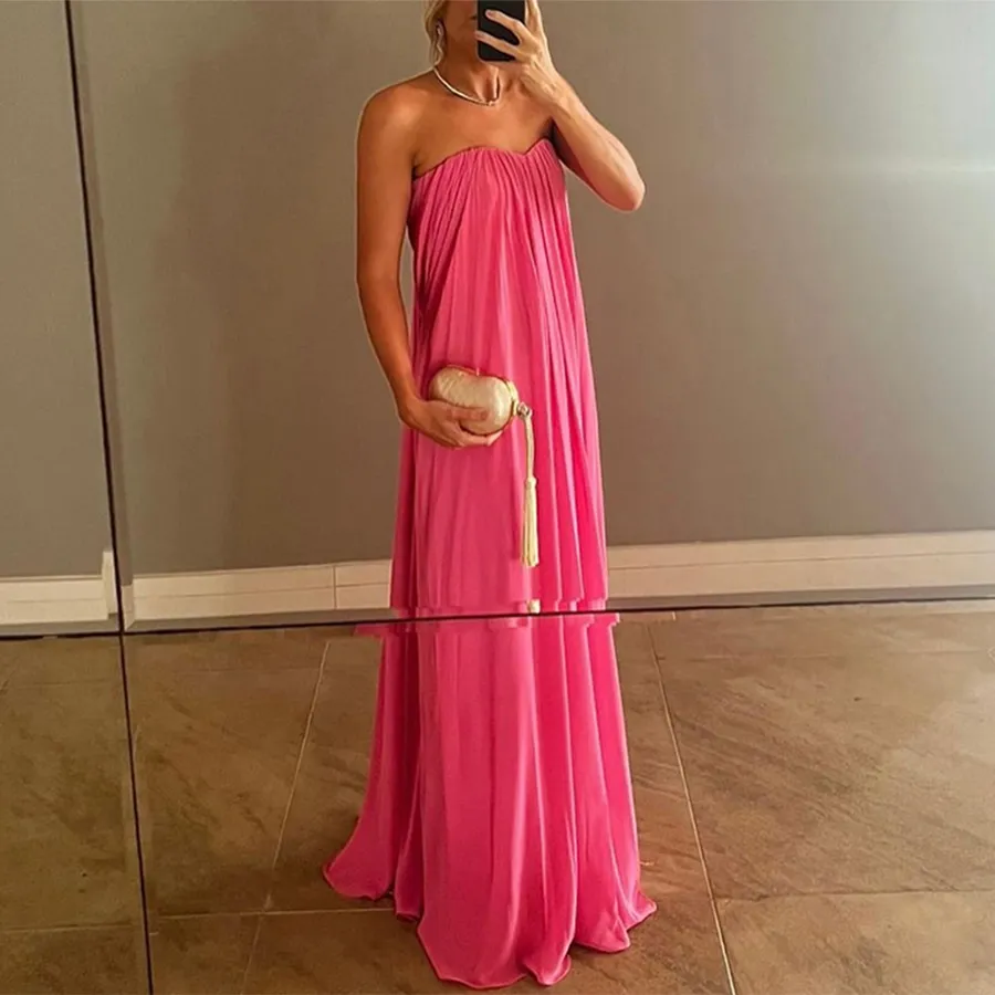 Strapless Evening Dresses Long A Line Prom Dress Elegant Sweetheart Chiffon Formal Party Gown for Women