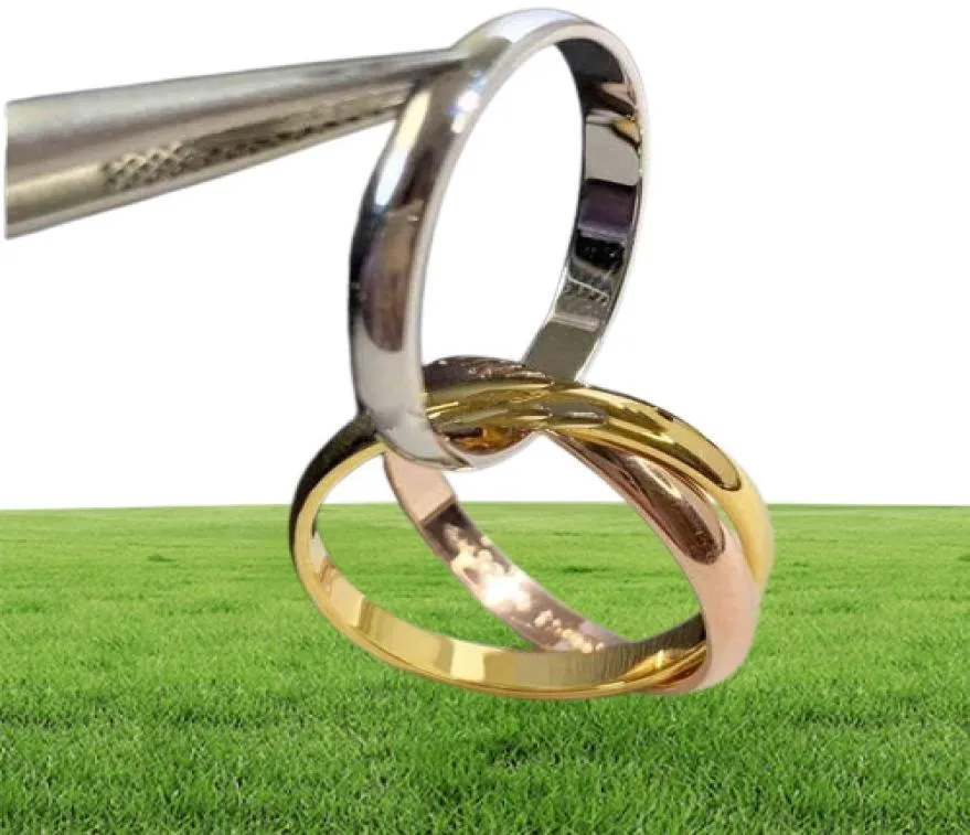 Pierścienie zespołowe biżuteria Jhangke Trinity Ring Titanium Steel Triple Love for Women Men Mężczyzn Wedding Prezent S Daint Diving 6653501