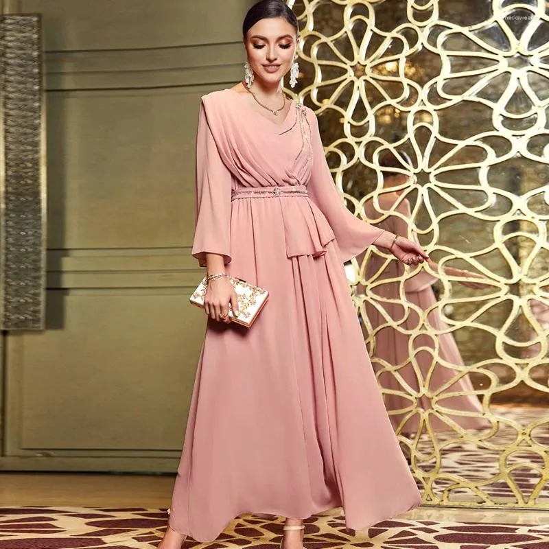 Roupas étnicas Marrocos diamantes abayas eid Mubarak Ramadan Jalabiya Mulheres Vestido de noite muçulmana