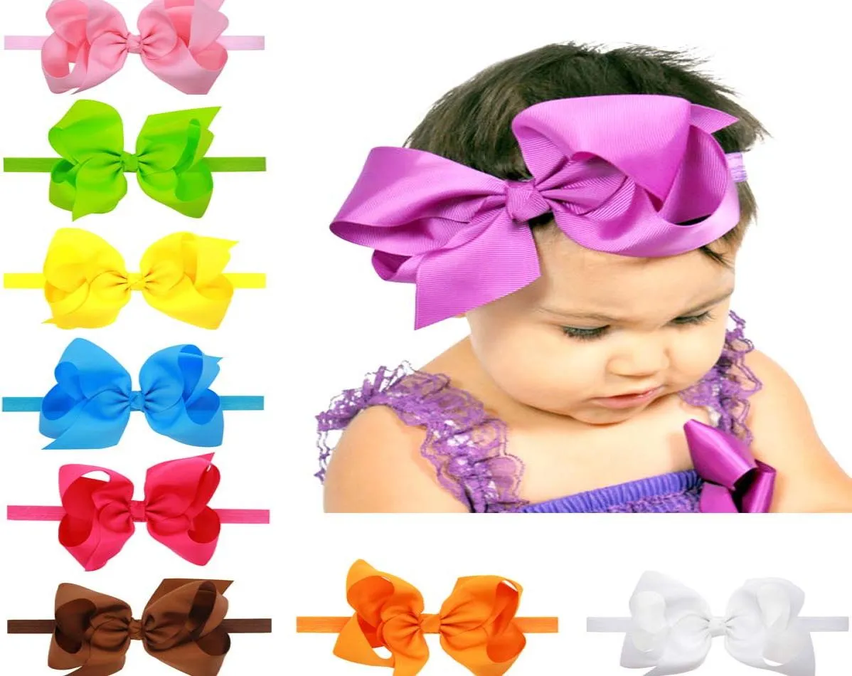 16 kleuren babymeisjes stretch bowhoofdbanden baby grote boog haarband schattige haaraccessoires 6 inch c17436288655