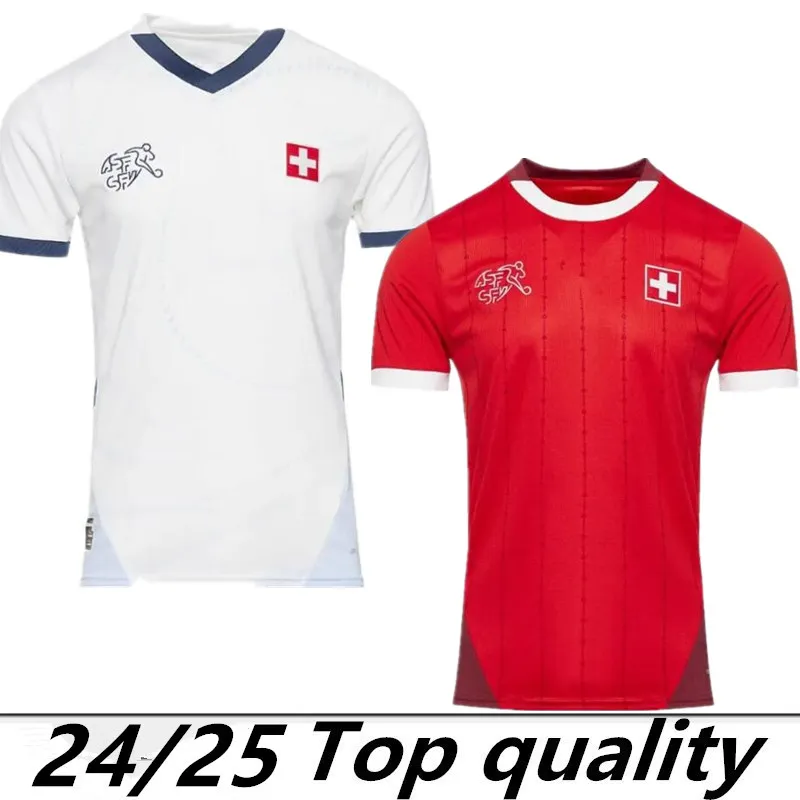 2024 Euro Suisse Jerseys de football Elvedi Akanji Zakaria Sow Rieder Embolo Shaqiri 24 25 Football Shirts Swiss Home Uniforms Men Kid Kit Kit Kit Kit Kit Kit Kit