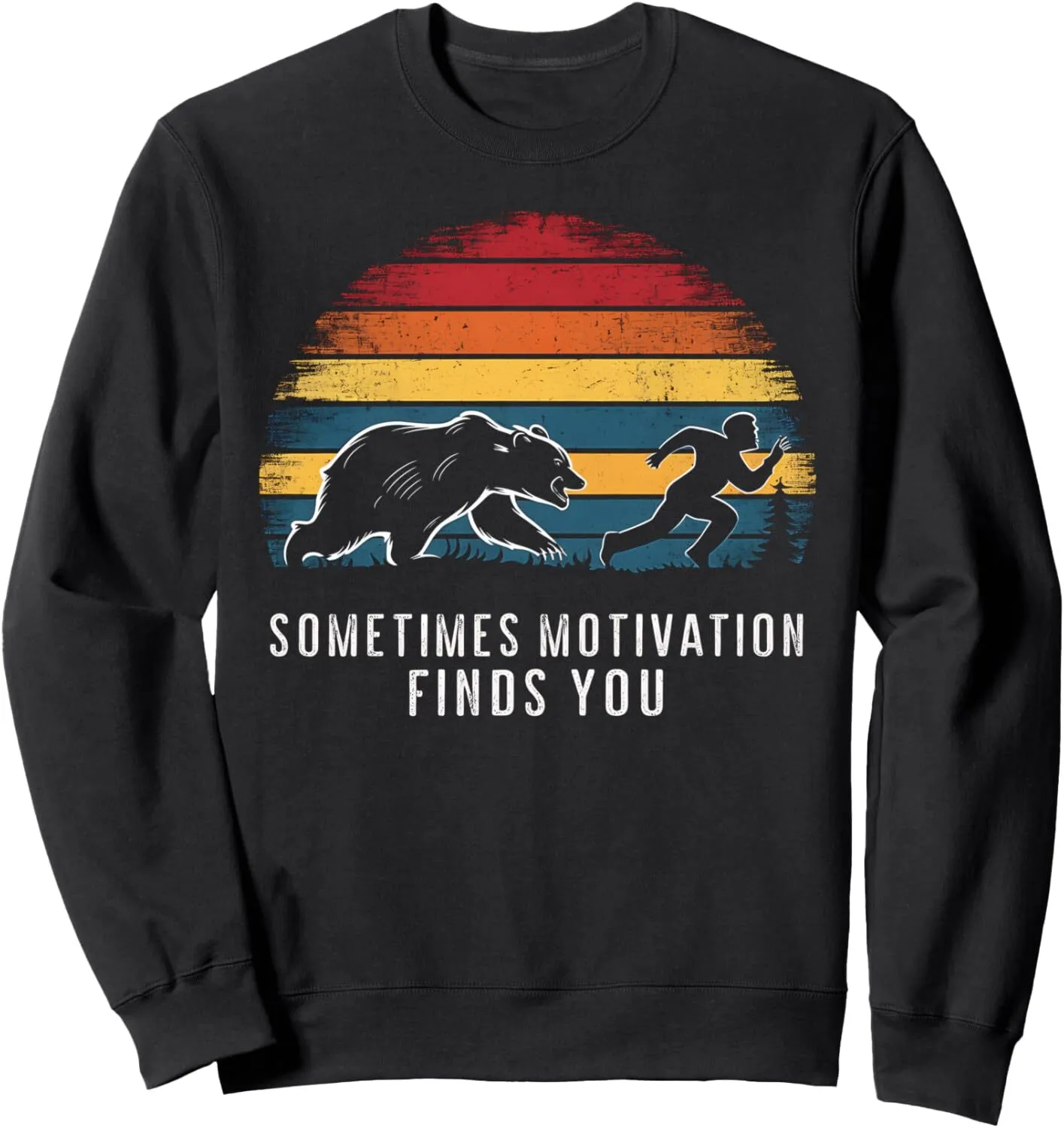 Men's Long Sleeve Running Stradivarius Sweatshirt with Motivation Bear Design - Funny Runner T-Shirt for Streetwear and Casual Wear, image size:1415x1500