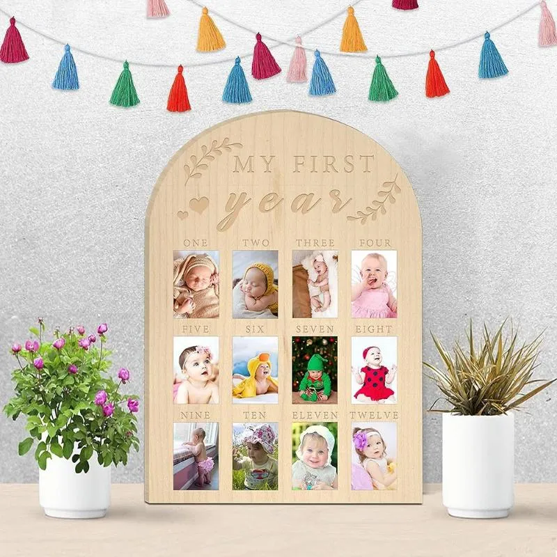 Frames Baby's PO Bood Board Frame Milestone 12 mois Baby Picture Memory Card Birthday Home Decorations
