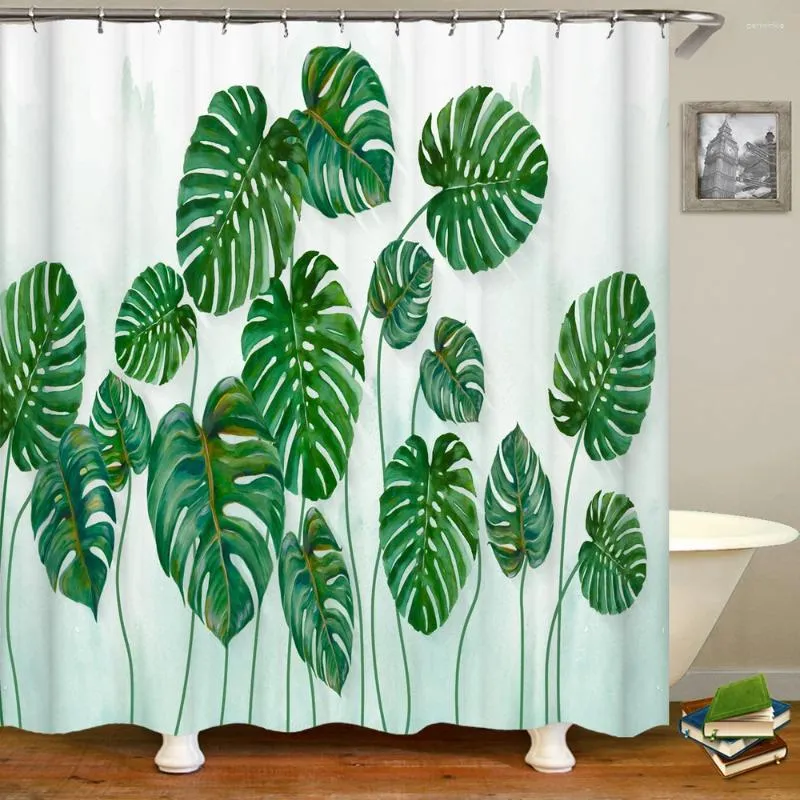 Douchegordijnen groen planten bladeren gordijn waterdichte badkamer polyester stof bad 3d bedrukt met haken scherm