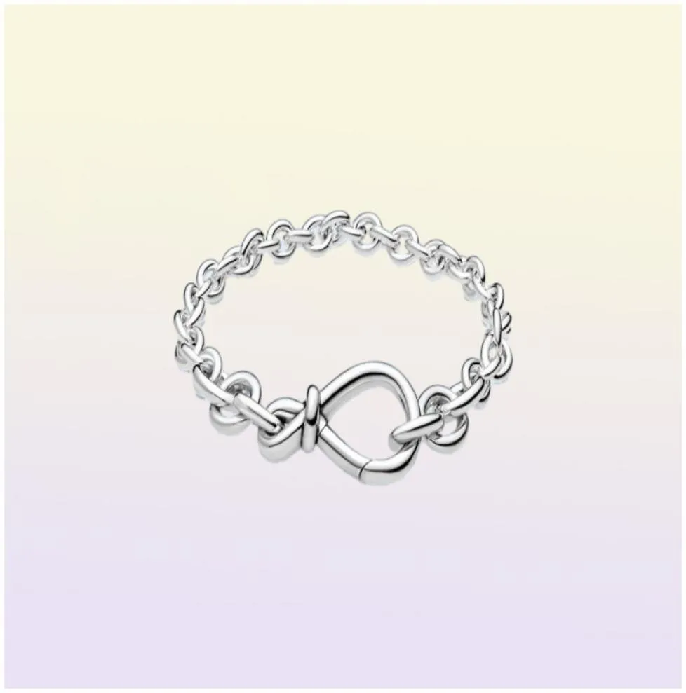 Mujeres Fashion Chunky Infinity Knot Chain Bracelets 925 Sterling Silver Femme Joyas Fit Beads Luxury Design Charm Bracelet Dama con Box9621486 original