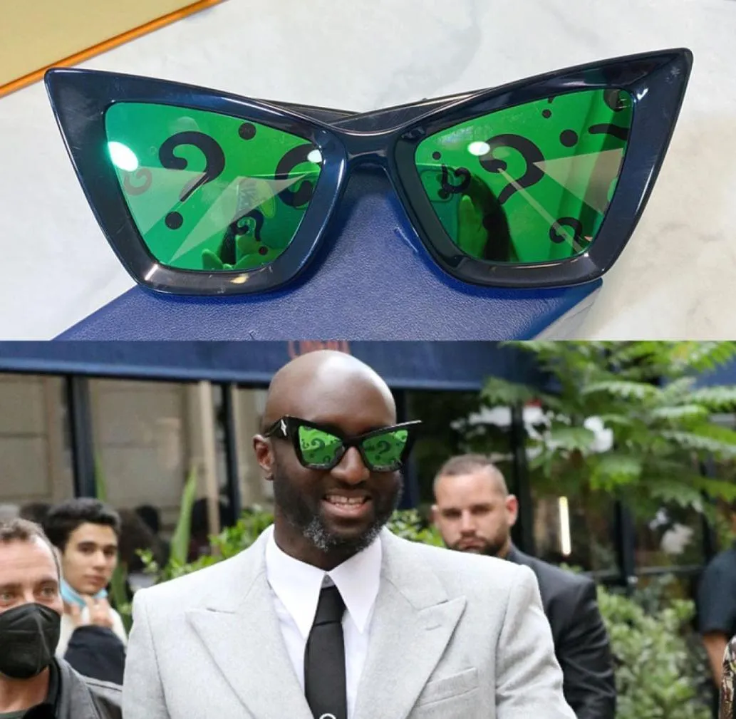 Occhiali da sole ultimo milan da uomo in passerella gatto occhio affilato cornice nero lente verde con la moda della moda simbolo z261w occhiali da uomo z2614560997