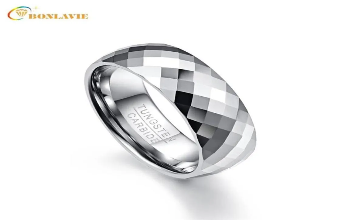 ALLAGES DE MARIAGE Bonlavie High Polissing Men Ring Tungsten Carbide Multifaceted Men039s Jewelry Promesse Band anillos para hombres5203739