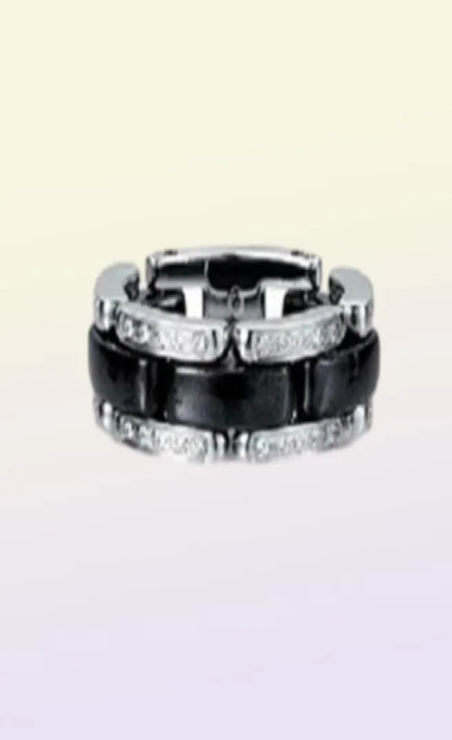 Nowa marka przylotu biżuteria butik Wysokiej jakości Women039s pierścień czarno -biały ceramiczny pierścień pierścienia pierścienia