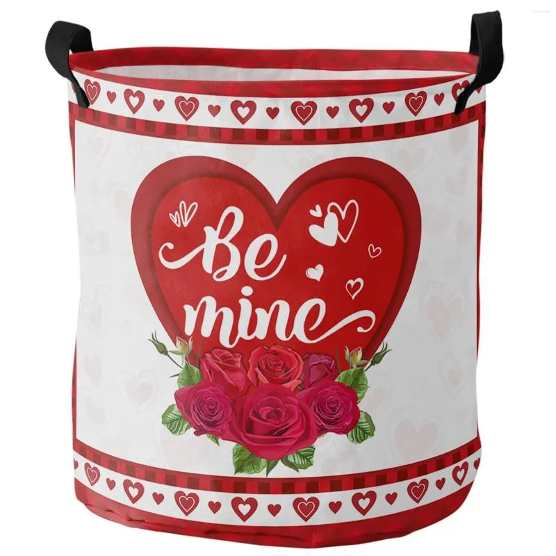 Borse per lavanderia San Valentino Love Rose Red White Dirty Cash Organizzatore pieghevole per la casa Abbigliamento per bambini