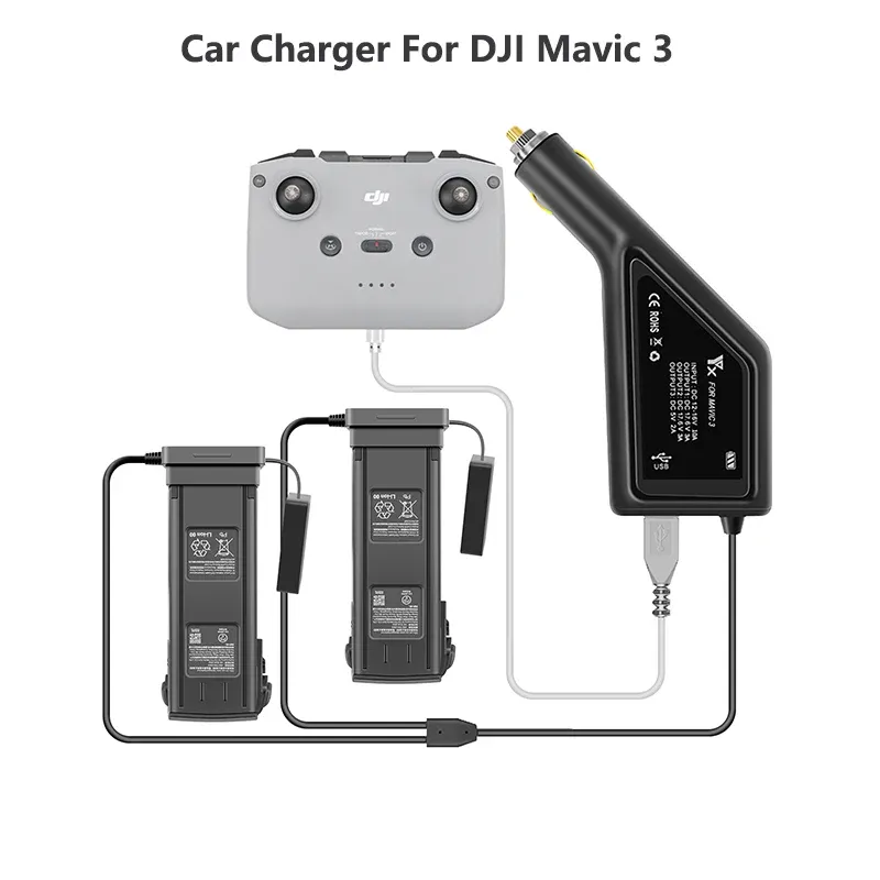 Drones DJI Mavic 3 Intelligent Battery Charging 3 in 1 Car Charger for DJI Mavic 3 Cine Drone Car Connector USB Adapter Accessories