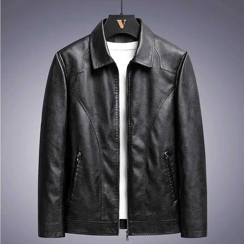 Mens Loose Fit Genuine Leather Jacket for Autumn and Winter Casual