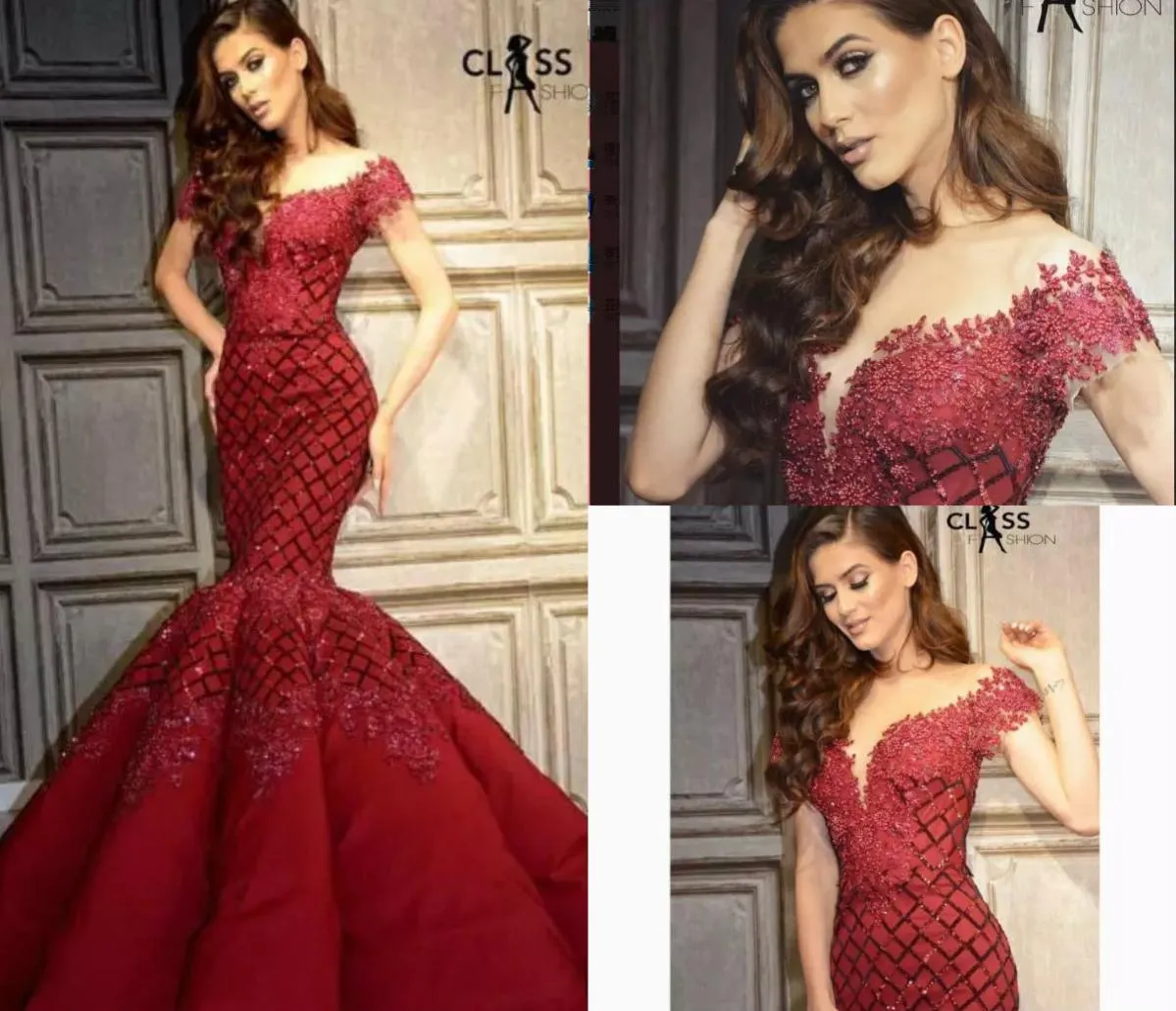 Yousef Aljasmi Mermaid Evening Dreess Off Shoulder Lace Applique Squins Beaded Luxury Conmal Dress Party Evening From Gown9756582