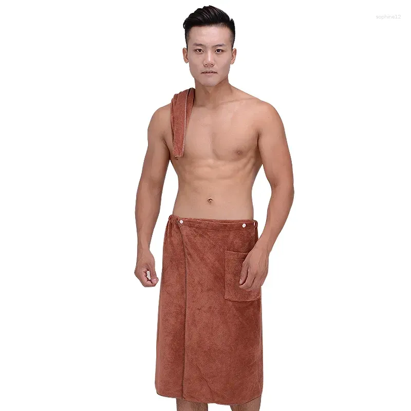 Toalha 70 140cm Banho vestível macio com bolso para homens roubos de banho Wrap Wrap Swimming Spa Beach Toalla de Playa