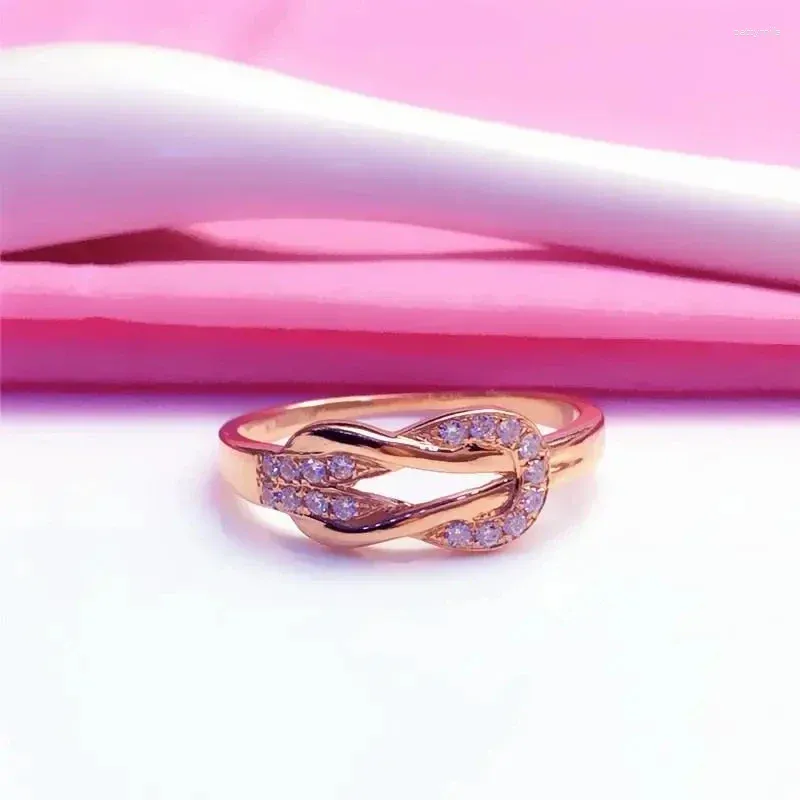 Rings de cluster Design exclusivo 585 Purple Gold Batilhado 14K Rose incrustado pedras preciosas para mulheres Romântico Charm Simples Jewelry Gift