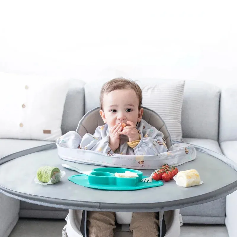 3 In1 Baby Bib -bord täcker matstol klänning vattentät saliv handduk burp förkläde mat matning handduk klänning/bricka/förvaring väska 240411